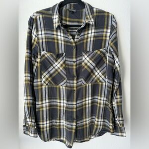 Topshop Black and Yellow Plaid Button Down Shirt